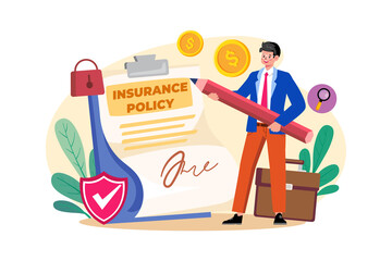 Insurance Policy Illustration concept on white background