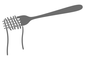 Illustration of Italian pasta spaghetti on fork. Culinary image for menu of restaurants.