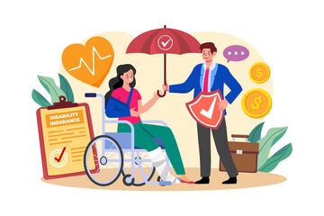 Disability Insurance Illustration concept on white background