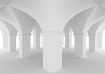 Room of castle or ancient mosque with columns