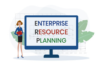 ERP - Enterprise Resource Planning acronym, business concept background