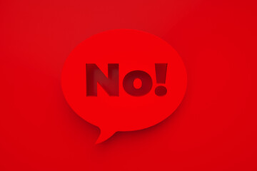 No sign showing negative answer or decision, disagreement, rejection, refusal or contradiction, 3d render