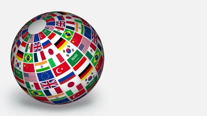 globe sphere earth flag animation international - Powered by Adobe