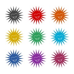Smiling sun icon. Set icons colorful