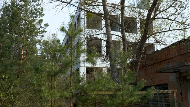 Abandoned industrial building in the city of Pripyat. Chernobyl exclusion zone. Ukraine