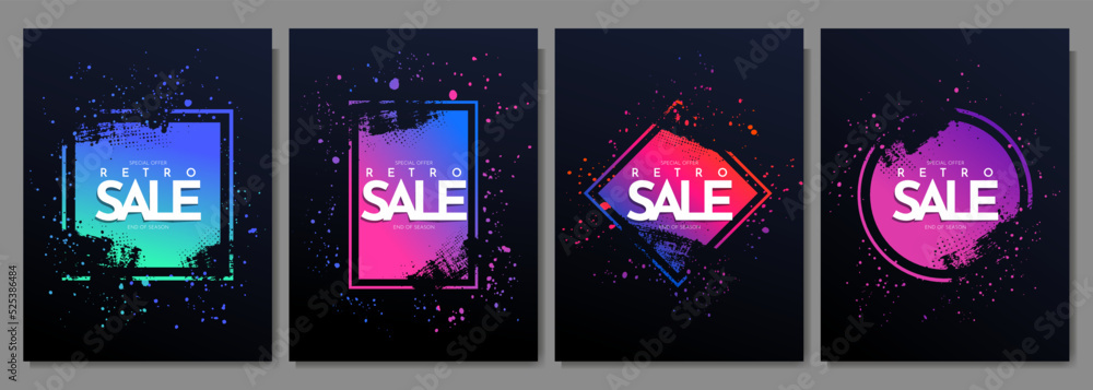 Poster vector frame for text. modern art graphics. dynamic frame stylish geometric black background. elemen
