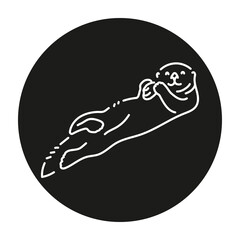 Sea otter color line illustration. Marine mammals.