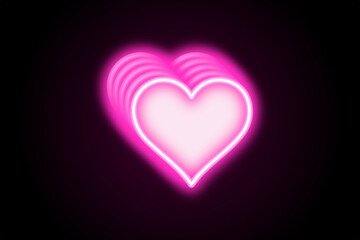Pink heart love glowing neon 3d symbol logo icon 