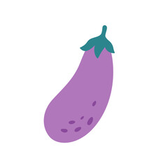 Eggplant, vegetable. Autumn and summer harvest, farming. Healthy and organic food. Vector illustration in flat style