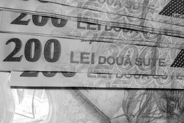 Romanian LEI currency. Europe inflation, LEI money