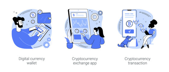 Cryptocurrencies applications isolated cartoon vector illustrations se