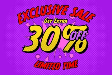 30 thirty Percent off sale discount shopping banner. abstract offer