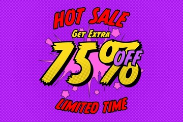 75 seventy-five Percent off sale discount shopping banner. offer