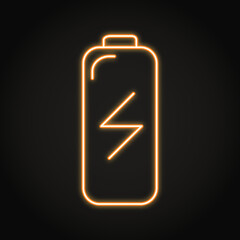Neon rechargeable battery icon in line style