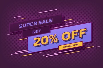 20 twenty Percent off super sale shopping halftone. percent coupon
