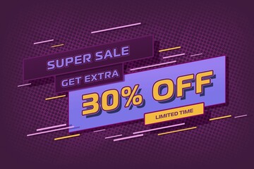 30 thirty Percent off super sale shopping halftone. poster shop