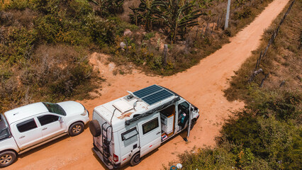 Motorhome Van Campervan Trailer Sert&atilde;o Caatinga Serra Talhada Pernambuco Triunfo Pernambucano Paisagem Cidade Igreja Lampi&atilde;o Natureza Constru&ccedil;&atilde;o Xaxado Forr&oacute; PE Brazil Viagem Drone