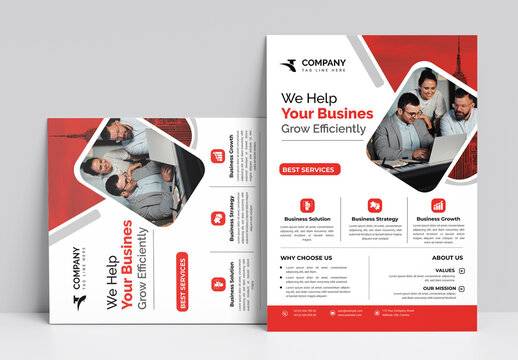 Corporate Business Flyer with Red Accents