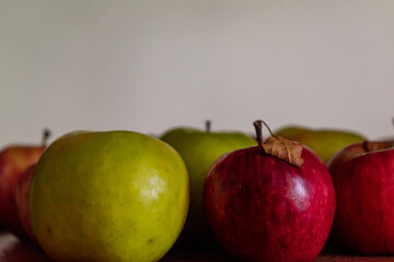 portraits of apples. concept of stacked fruits.