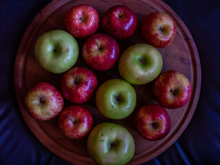portraits of apples. concept of stacked fruits.