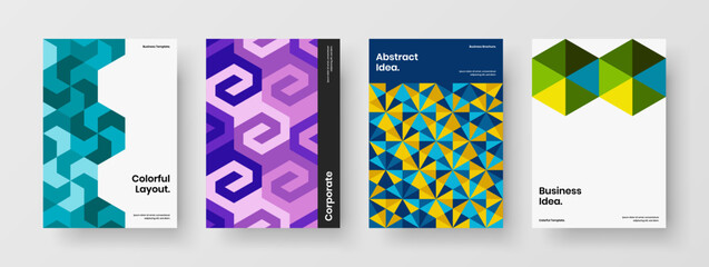 Fototapeta premium Creative corporate brochure design vector concept collection. Clean mosaic pattern presentation layout bundle.