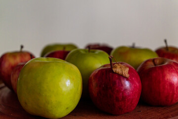 portraits of apples. concept of stacked fruits.