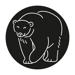 Polar bear color line illustration. Marine mammals.