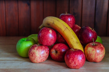 portraits of apples. concept of stacked fruits.