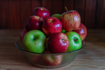 portraits of apples. concept of stacked fruits.