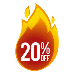 20 percent off - discount big sales - fireball icon.
