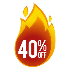 40 percent off - discount big sales - fireball icon.