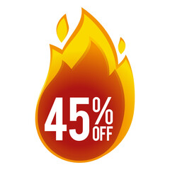 45 percent off - discount big sales - fireball icon.