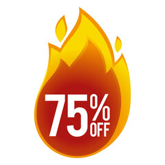 75 percent off - discount big sales - fireball icon.
