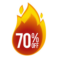 70 percent off - discount big sales - fireball icon.