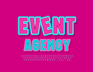 Vector colorful logo Event Agency. Elegant bright Font. Trendy Alphabet Letters and Numbers set