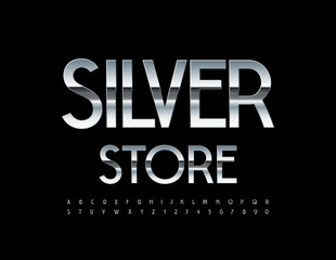 Vector creative Signboard Silver Modern Alphabet Letters and Numbers