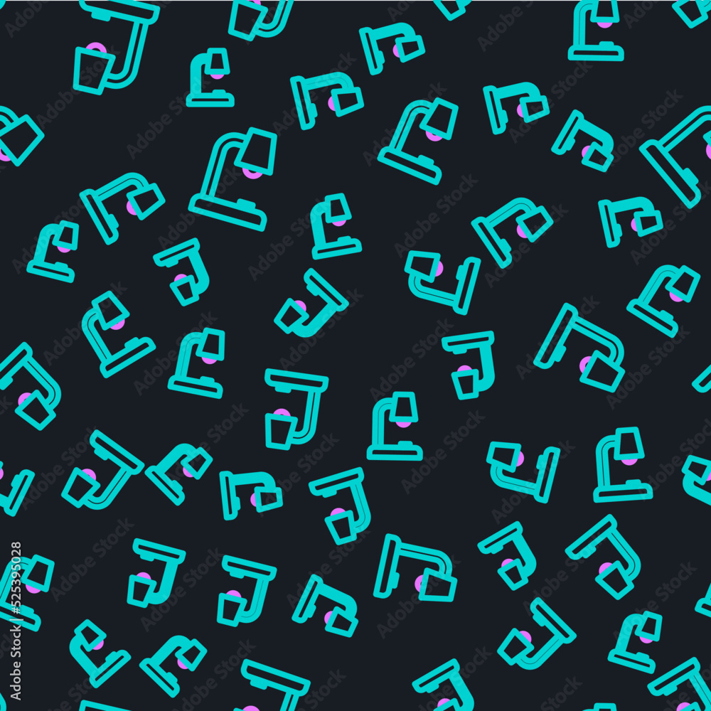 Poster line table lamp icon isolated seamless pattern on black background. vector