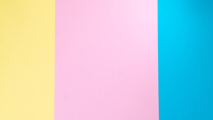 Fototapeta premium Background stripes in three colors - yellow, pink, blue paper