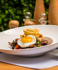 Lomo saltado gourmet peruvian food