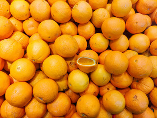 Stacks of Large oranges 