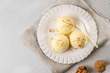ice cream in balls with nuts