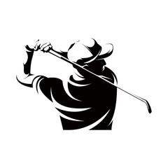 Golf player icon, golfer abstract isolated vector silhouette on white background - obrazy, fototapety, plakaty