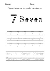 High Resolution Color and Trace the Number Worksheet for kids Practise and Homework Printable Pages.