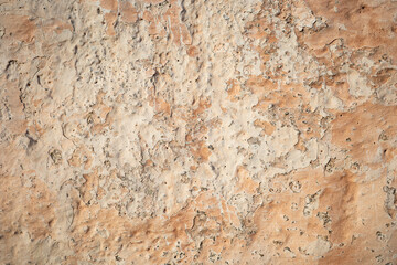 Abstract light yellow background. Wall building Close up. Rough surface plaster with copy space for design or food photo background.