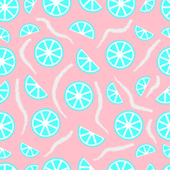 Seamless pattern in flat style. Seamless drawing with lemons. Simple composition for web design, branding, invitations, posters, textiles, wallpaper and covers. Stock vector illustration.
