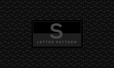S Letter black monochrome background seamless textile fashion repeatable alphabet pattern