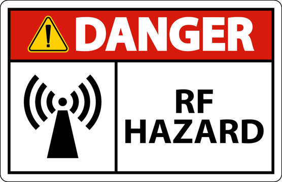 Danger RF Hazard Sign On White Background
