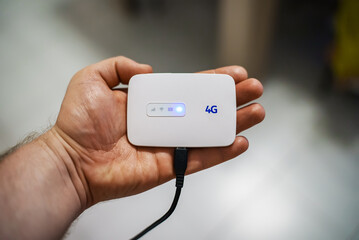 Modern wireless pocket 4g wifi modem.