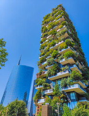 Ecological green skyscraper - Bosco verticale in Milan, known as vertical forest