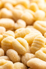 Uncooked potato gnocchi. Tasty italian food.